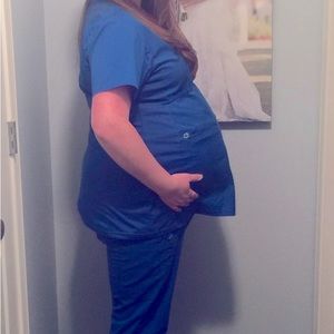 Wonderwink Wonderwork Maternity Royal Blue Scrub Set